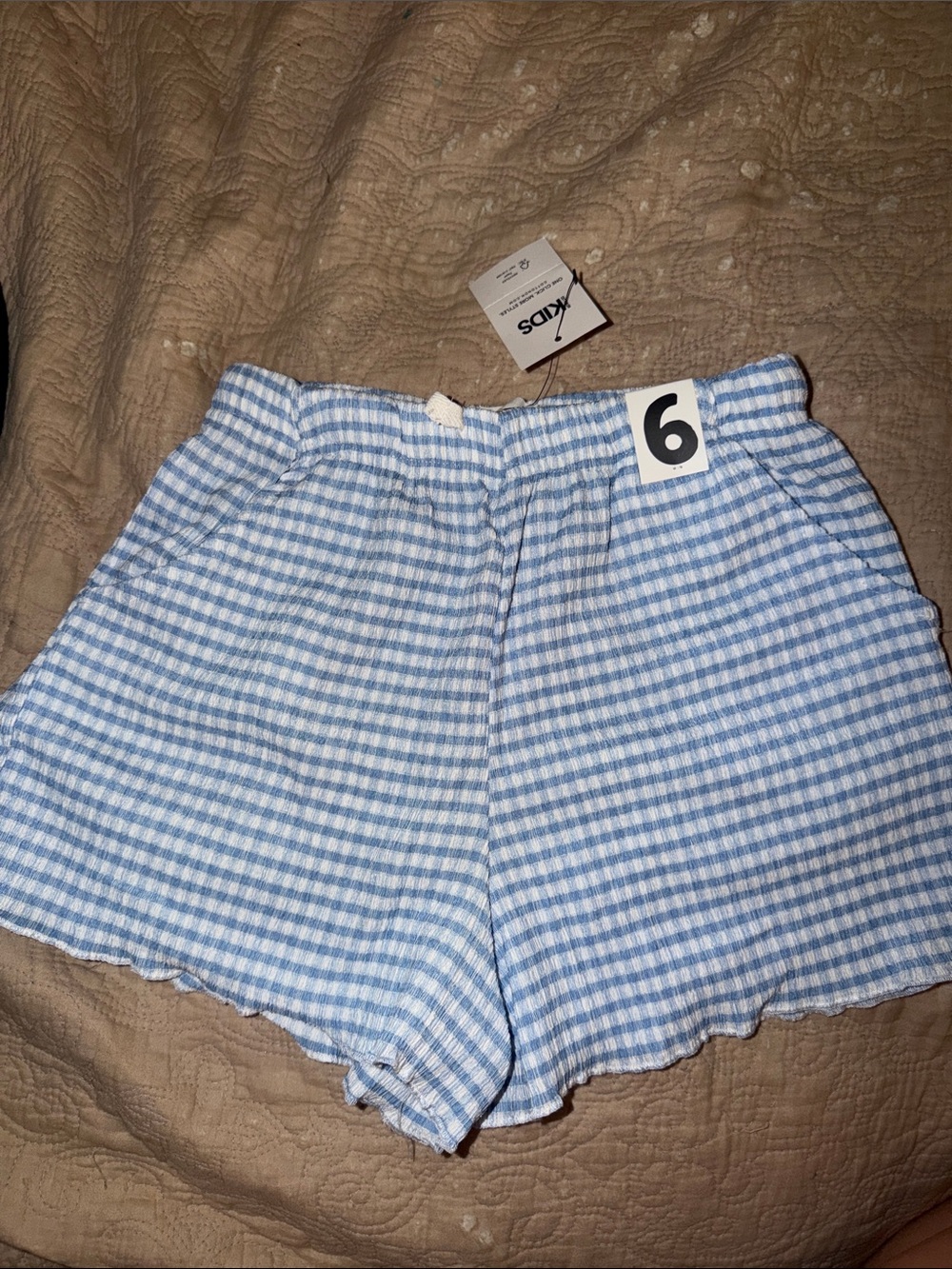 Cotton On Light Blue Gingham Kids Shorts